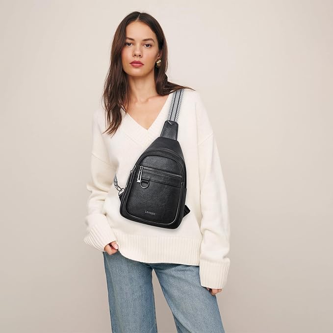 Leresas 7L Sling Bag for Women Men Vegan Leather Crossbody Bags Fanny Pack Purse Backpack Over Shoulder Bag Travel Anti Theft
