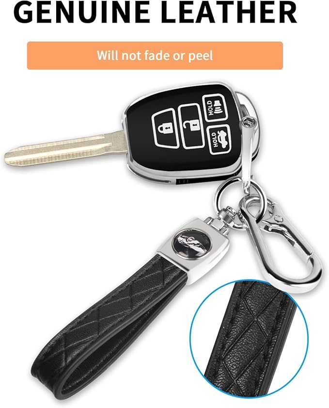 MILD EAST Key Fob Cover for Toyota with Metal Key Chain, Silver Edge Soft TPU Key Fob Shell Case for 2012-2019 Camry Corolla Tacoma, Black