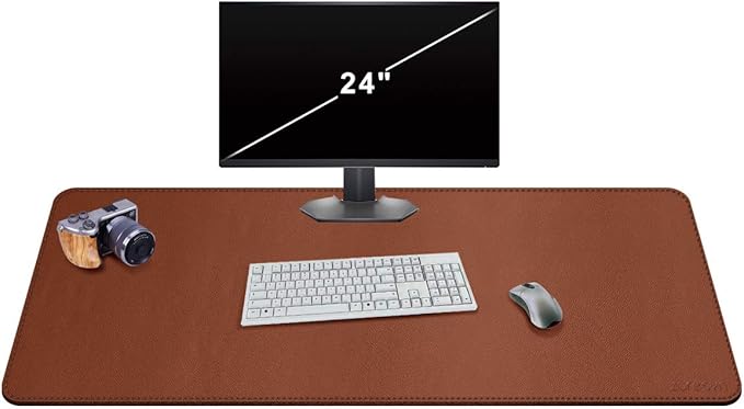 ZORESYN Mouse Pads (47.2" x 23.6") - PU Leather Extended Large Gaming Mousepad Desk Mat - Nonslip Base and Waterproof Desktop Keyboard Extended Mouse Mat (Light Brown, 3X-Large)