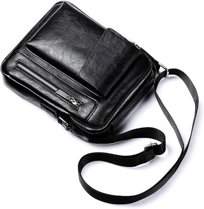 Messenger Bag for Men Crossbody Shoulder Purse Small Vintage PU Leather Satchel Pouch Side Crossover Handbag