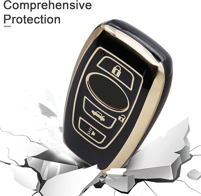 Elegananccy for Subaru Key Fob Cover, Soft Full Protection Key Case Shell with Keychain Compatible with Ascent BRZ Crosstrek Forester Impreza Legacy Outback WRX STI (Black)