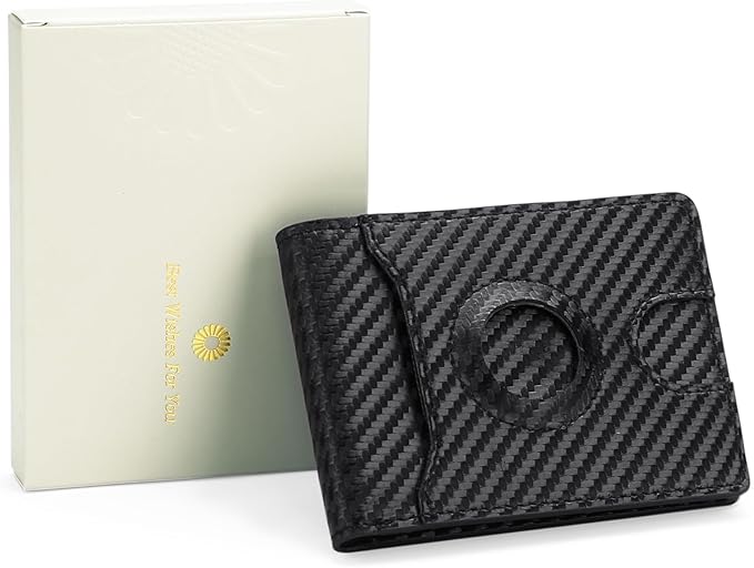 RFID Blocking Bifold Wallet for Men Minimalist Front Pocket Wallets Credit Card Holder with 5 Card Slots, ID Window