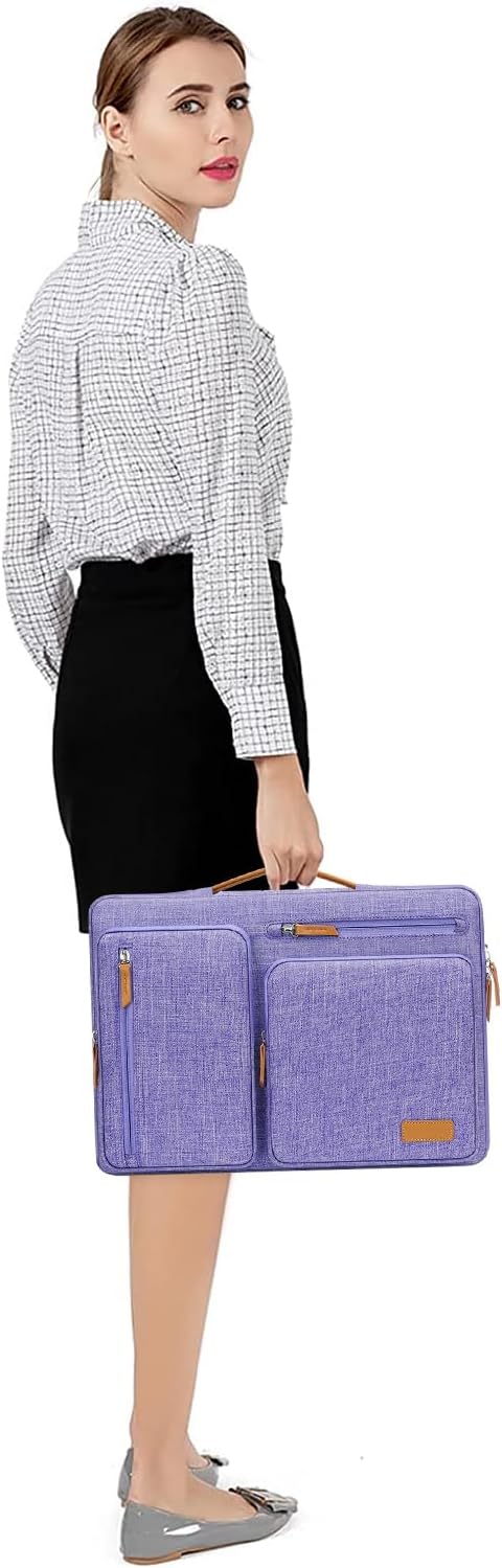 MOSISO 360 Protective Laptop Case 16 inch, 15-15.6 inch Laptop Sleeve Compatible with MacBook Pro 16, HP Acer Dell Lenovo ASUS, Side Open Carrying Case with 4 Zipper Pockets&Handle, Purple