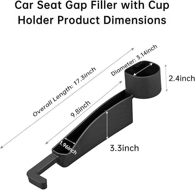 Car Seat Gap Filler, Seat Gap Organizer with Phone Holder, Car Seat Accessories Fit Car SUV Truck, 2PCS Seat Gap Filler with Purse Hook for Car, Black