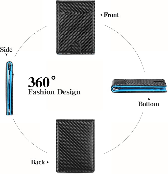 Wallet for Men Leather Slim Bifold Card Holder RFID Blocking Minimalist Front Pockets Wallet with Money Clip