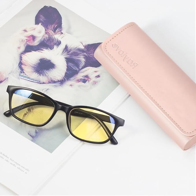 RayLove Glasses Case Hard Shell, Travel Sunglasses Case, Leather Hard Eyeglass Case for Women, Reading Glasses Case for Men