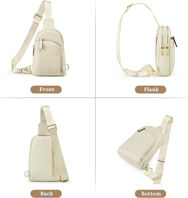 S-ZONE Genuine Leather RFID Blocking Small Sling Bag Women Crossbody Fanny Packs