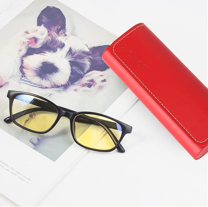 RayLove Glasses Case Hard Shell, Travel Sunglasses Case, Leather Hard Eyeglass Case for Women, Reading Glasses Case for Men