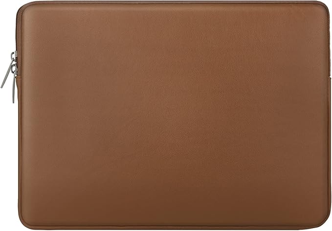 RAINYEAR 15.6 Inch Laptop Sleeve Soft PU Leather Case Protective Water Resistant Zipper Padded Cover Carrying Bag Compatible with 15.6" Notebook Computer Chromebook(Brown)