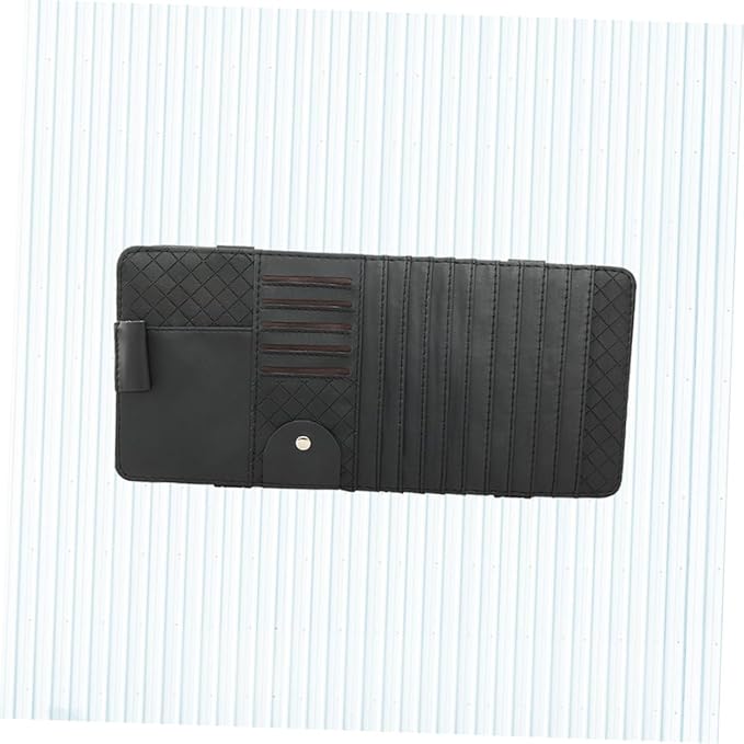 Mikinona Multi-Functional Sun Visor Cd Holder Organizer Bag Premium Leather Storage for Car Conveniently Stores Pens Cards Booklets Design for Vehicle Accessories