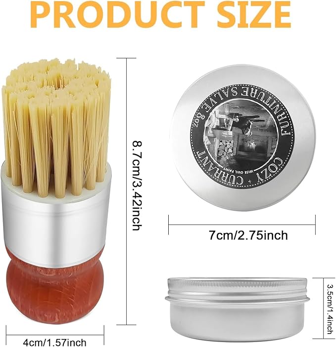Furniture Salve for Leather, Original Leathers Recoloring Balm Wood Cleaner with Boar Bristle Brush Kit, 4oz Couch Paint Scratch Repair Conditioner Remover for Shoe Polish Couches Leathers Cleaning