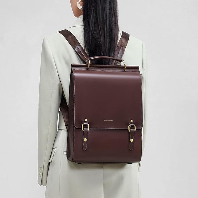 Cnoles Leather Backpack Purse For Women Fashion Ladies Vintage Bags Casual College Travel Backpacks Large bag Black