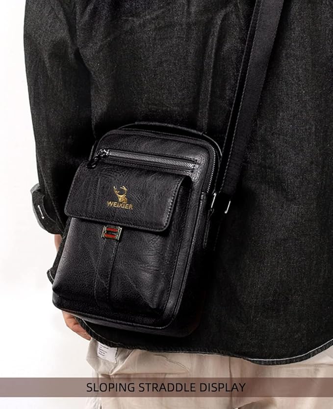 Zipper Buckle Leather Messenger Bag Crossbody Shoulder Bag Vintage Handle Bags | Zipper, Buckle, Leather, Vintage
