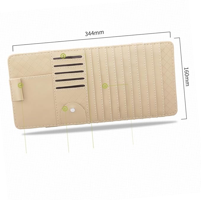 GLEAVI Car Cd Holder Sun Visor Storage Small Cd Holder Bag Leather Organizer Beige