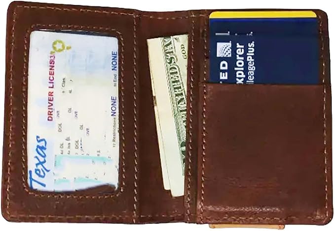 CHALLENGER Men's Western Antique Basket Weave Floral Tooled Magnetic Money Clip Minimalist Wallet 18RTW77M