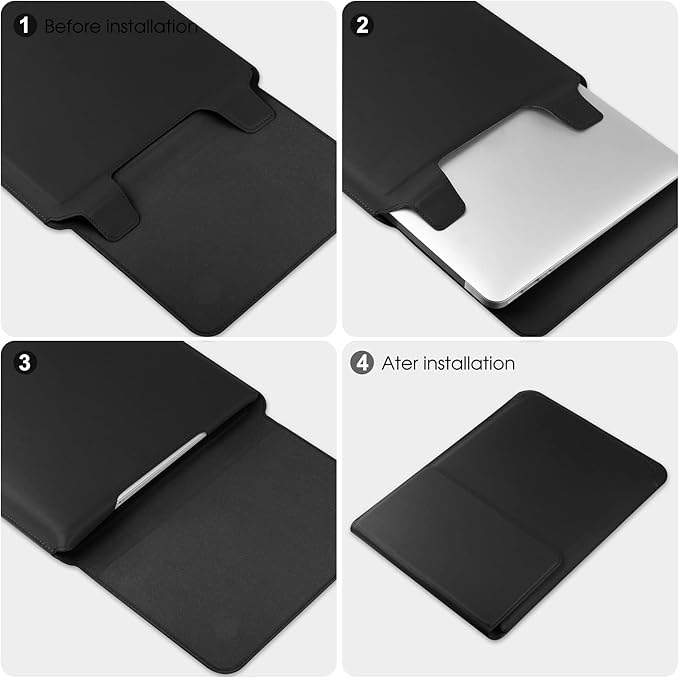HoYiXi 15 16 Inch Laptop Sleeve Case Leather Bag for MacBook Pro 16 2021 & 2019/ASUS Vivobook 15/Huawei MateBook D15/HP 15.6" PC/MacBook Pro 15/Surface Laptop 3/Dell Inspiron 15/IdeaPad, Black