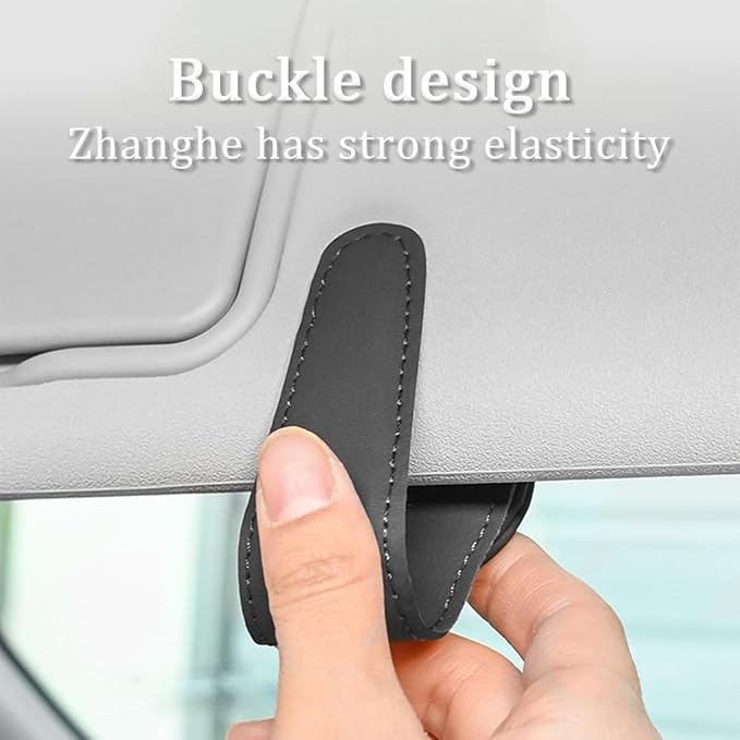 Car Sunglass Holder, Magnetic Leather Vehicle Sun Visor Eyeglass Hanger Clip, Automotive Interior Sunglass Ticket Card Organizer Mount Accessories, Universal for Most Cars (Black)