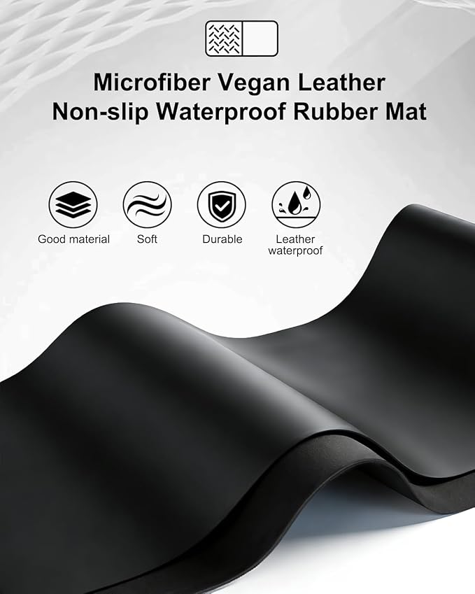 Wireless Charging Mouse Pad with 2nd Gen Tech, 3-in-1 25W Fast Charger, Replaceable Rubber & Microfiber Leather Desk Mat, Large Waterproof Desk Pad for Office & Gaming(Fabric&Leather 2 Pcs Mat)