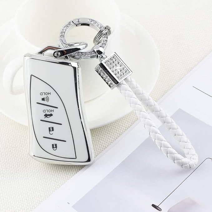 PIFOOG for Lexus Key Fob Cover Bling Keychain TPU Car Keys Case Shell Protector Protection for Lexus GX ES NX LC RC LS UX Accessories 4 Buttons Girly Women Cute
