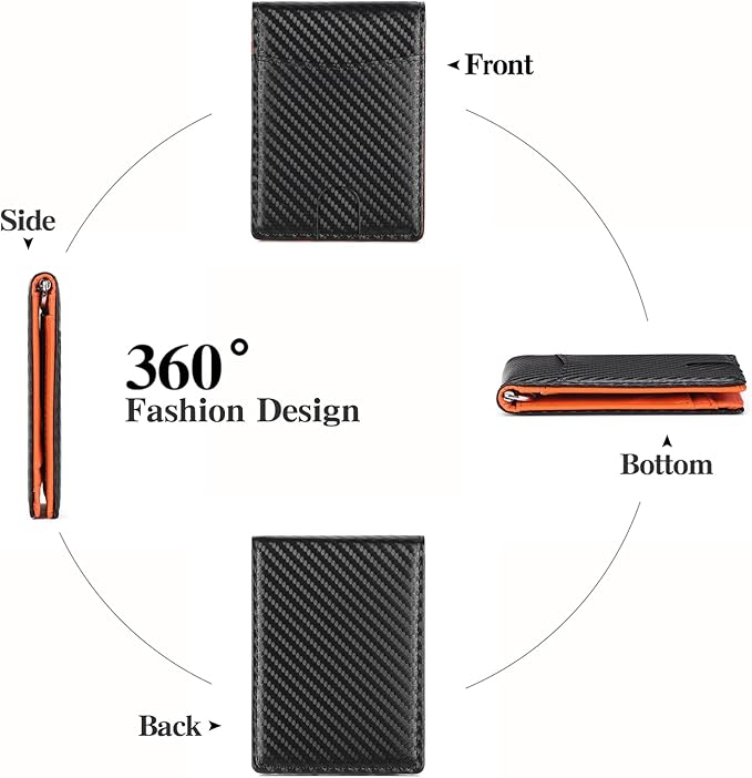 Wallet for Men Leather Slim Bifold Card Holder RFID Blocking Minimalist Front Pockets Wallet with Money Clip