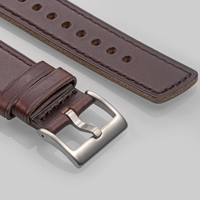 hemsut h Leather Watch Bands for Men, Horween Quick Release Leather Watch Strap Vintage Watch Replacement Wrap of 18mm, 20mm, 22mm