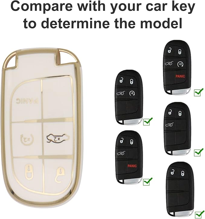 Elegananccy for Jeep Key Fob Cover, Soft Full Protection Key Case Shell Compatible with Jeep Smart Key 3 4 5 Buttons Protector (White)