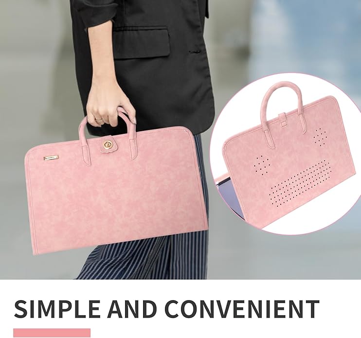 PU Laptop Sleeve Pink with Handle Protective Case Laptop Bag
