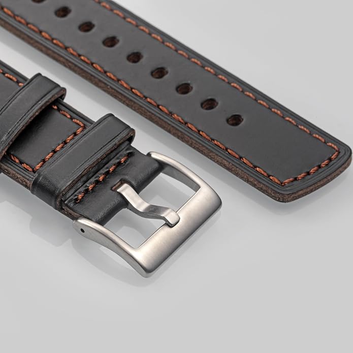 hemsut h Leather Watch Bands for Men, Horween Quick Release Leather Watch Strap Vintage Watch Replacement Wrap of 18mm, 20mm, 22mm