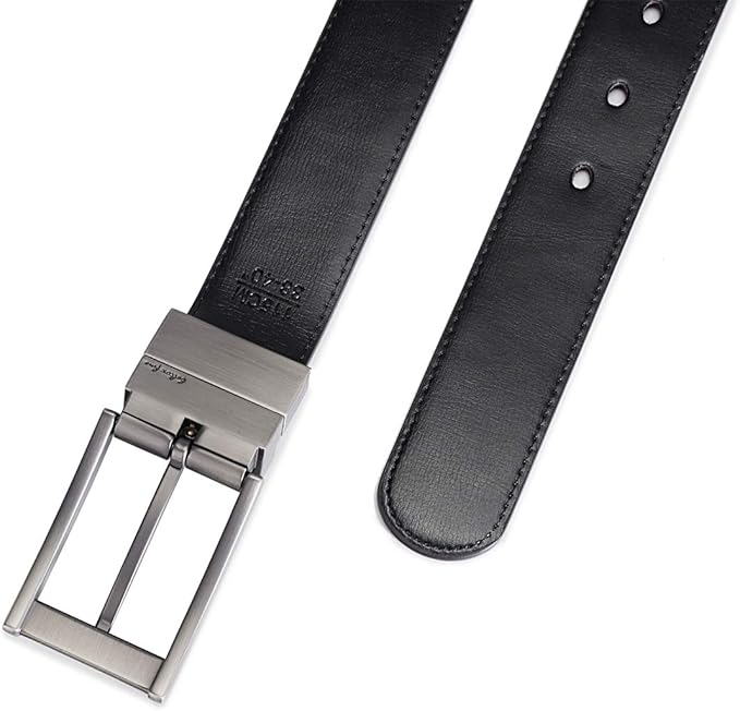 Belts for Men Reversible Leather 1.25” Waist Strap Fashion Dress Buckle Beltox