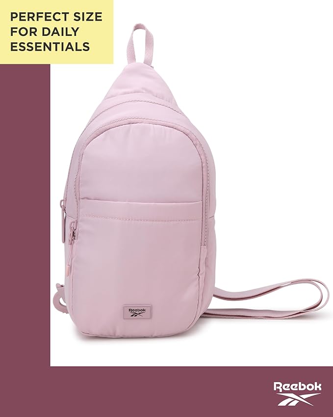 Reebok Unisex Crossbody Sling Bags – Compact Convertible Strap Cross Body Bag Travel Sling Bag - Gym & Travel Essential, Thea II Ashen Lilac