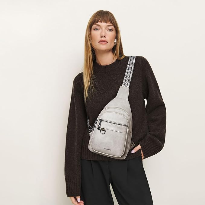 Leresas 7L Sling Bag for Women Men Vegan Leather Crossbody Bags Fanny Pack Purse Backpack Over Shoulder Bag Travel Anti Theft
