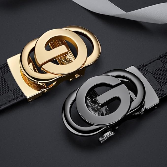 VANNANBA Mens Ratchet Belts Genuine Leather Designer Belt with Automatic Buckle Alloy Gift for Men