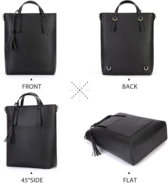 ECOSUSI Tote Bag Convertible Backpack for Women Vegan Leather Handbag Multifuction Shoulder Bag