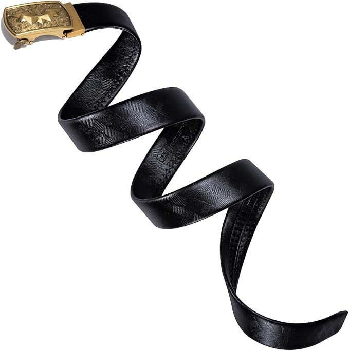 Dubulle Designer Mens Belts, Sliding Automatic Buckle Ratchet Dress Belt TOP Genuine Leather Strap Gifts