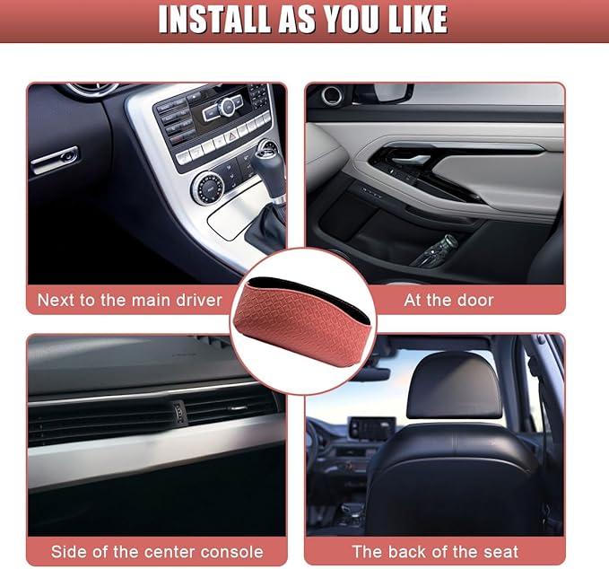 Sunglasses Holder for Car Visor, Leather Auto Glasses Storage Case, Car Sun Visor Eyeglasses Holder Protective Box, Universal Automotive Interior Accessories for Man Women (Red)