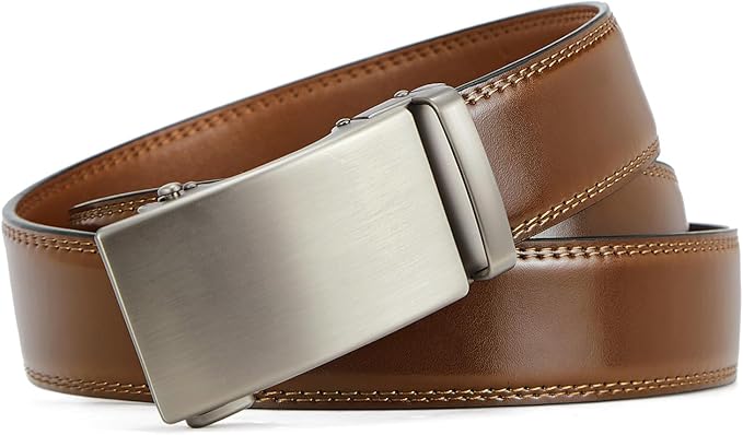 BOSTANTEN Mens Belt Leather Ratchet Belt For Men Dress and Casual with Adjustable Buckle, Trim to Fit