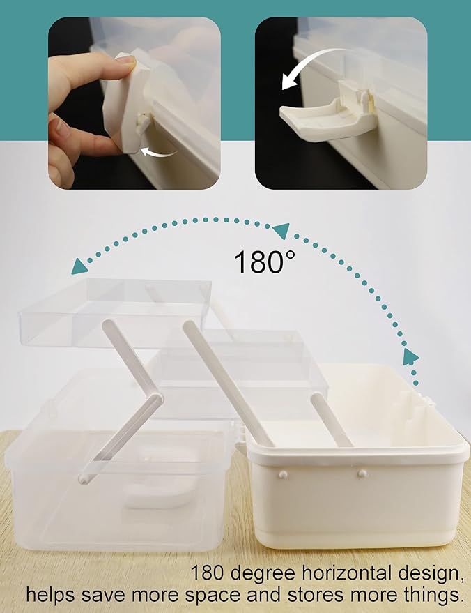 Avlcoaky Tackle Box Large 3 Layers Plastic Portable Storage Box Fishing White Tackle Box Organizer Art Craft Tool Box