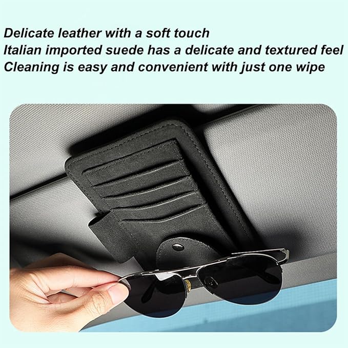Mandark Car Sun Visor Organizer, Small Leather Vehicle Sunglass Clip Holder for Card License Registration Document Pen, Multifunctional Automotive Sunvisor Storage Pocket, Universal Fit (Orange)
