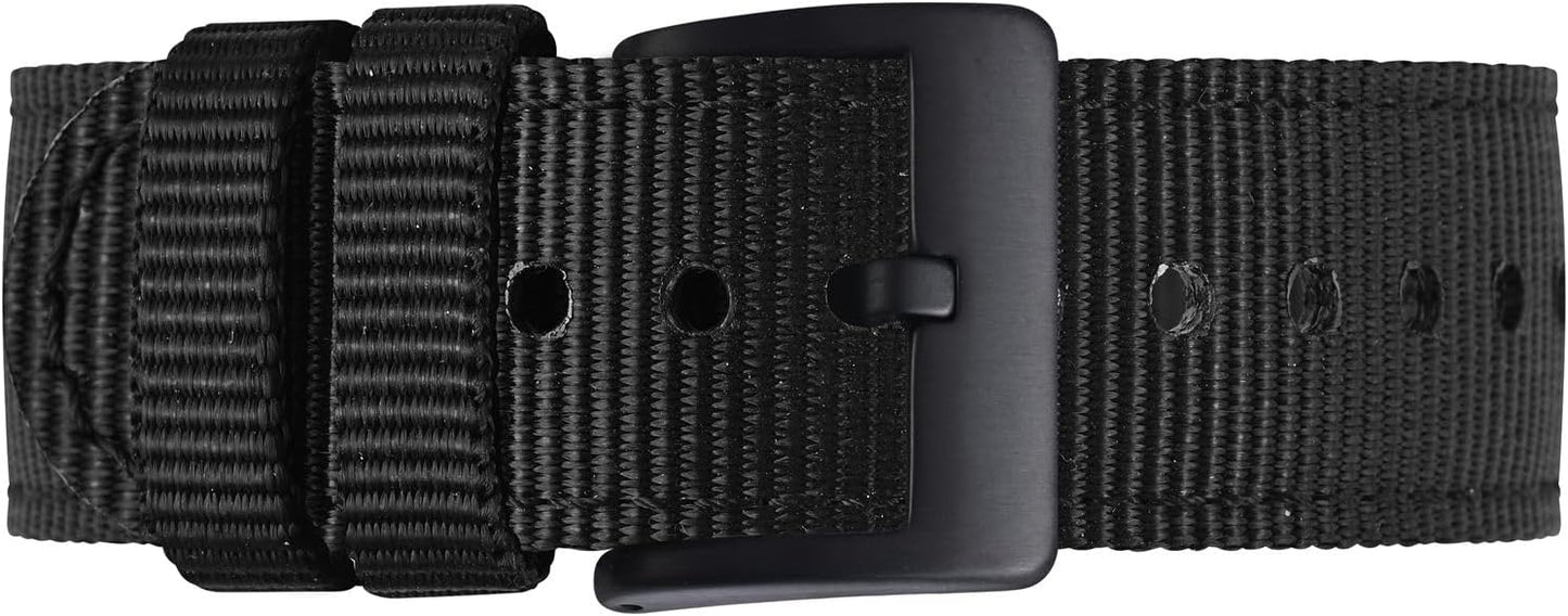 BISONSTRAP Men’s Nylon Watch Bands, Two-Piece Military Watch Straps, Quick Release, Brushed Buckle, Band Width 18mm 19mm 20mm 22mm
