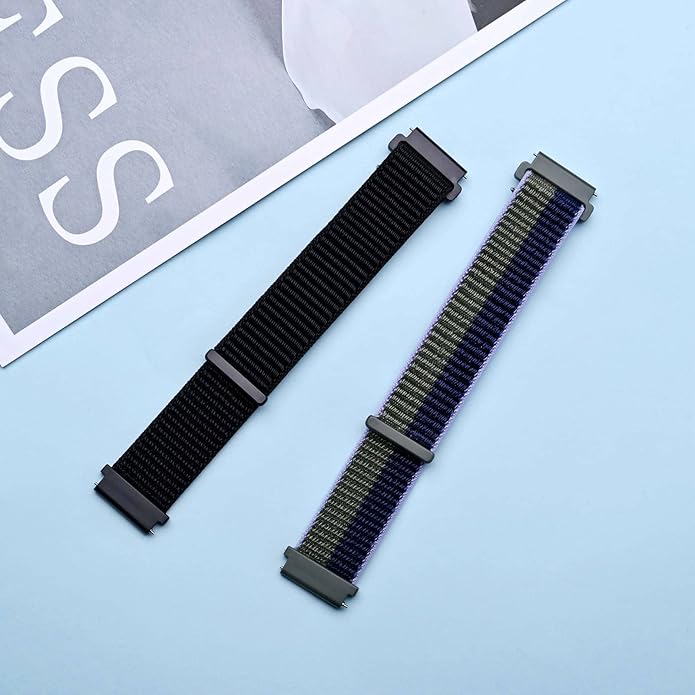 ANNEFIT Nylon Sport Loop Watch Bands, 2 Packs Quick Release Adjustable Strap 16mm 18mm 19mm 20mm 21mm 22mm 24mm