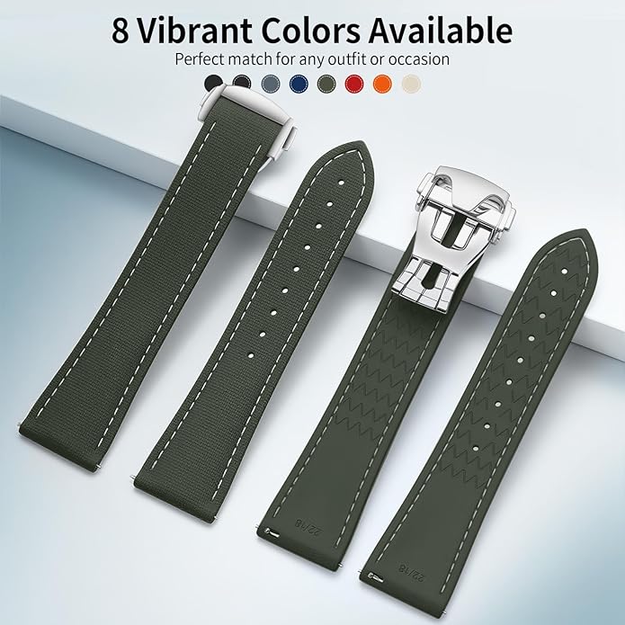 ULLCHRO Watch Strap Watch Band 20mm 22mm Man Waterproof Quick Release Bands Sport Replacement Strap Soft FKM Rubber Watchband