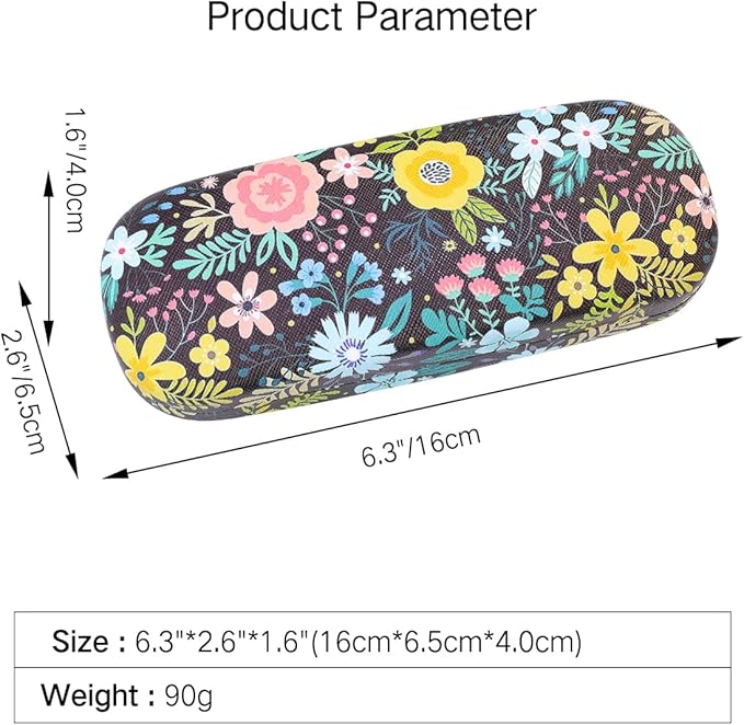 PERFECTSIGHT Hard Shell Eyeglasses Case, PU Leather Protective Glasses Case, Cute Eyeglass Case for Women Men Girls