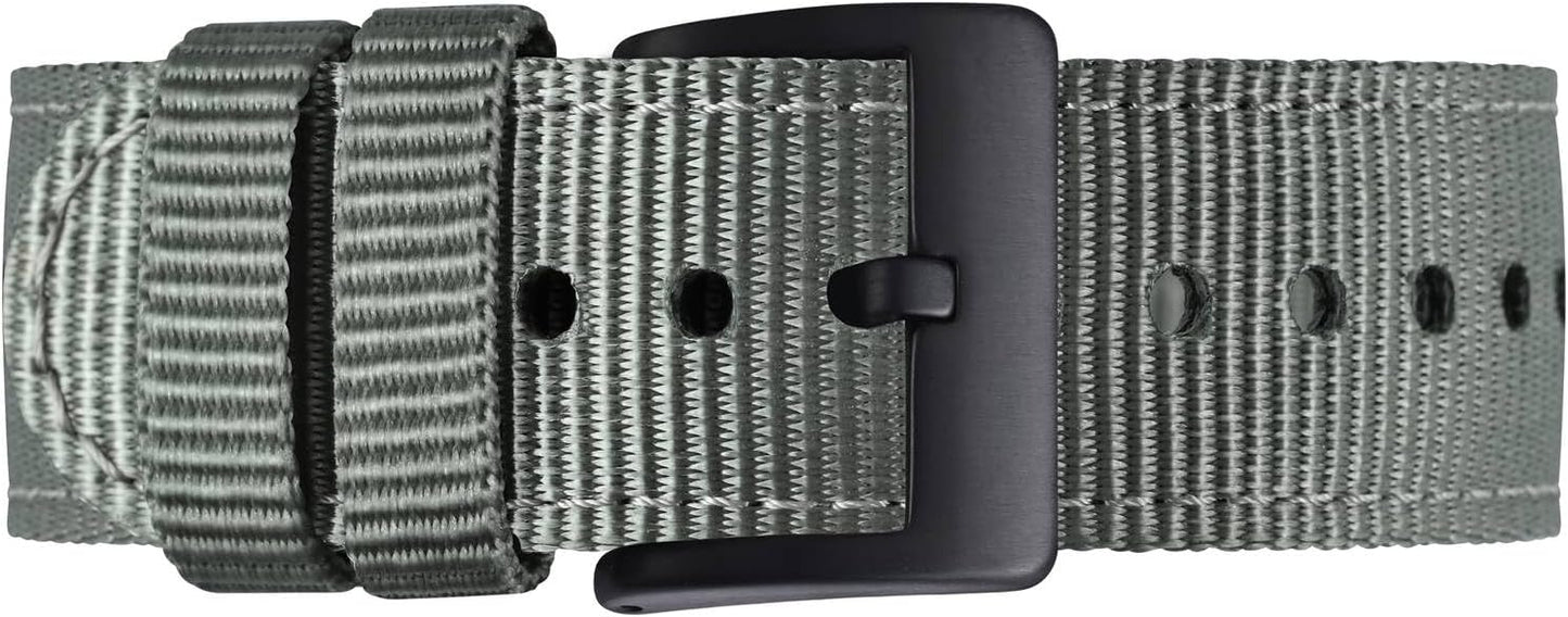 BISONSTRAP Men’s Nylon Watch Bands, Two-Piece Military Watch Straps, Quick Release, Brushed Buckle, Band Width 18mm 19mm 20mm 22mm