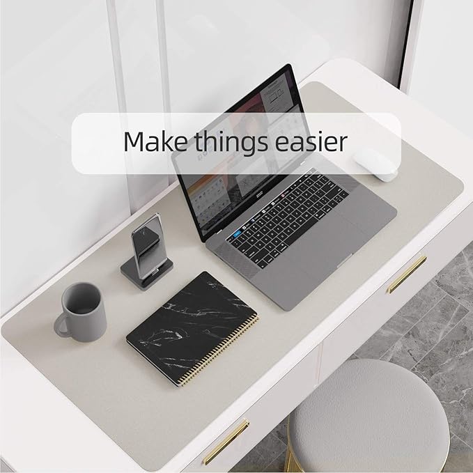 YSAGI Dual-Sided Desk Pad Protector, Desk Mat with Non-Slip - Waterproof PU Leather Office Desk Blotter for Mouse, Keyboard, Writing (31.5" x 15.7", Grey)
