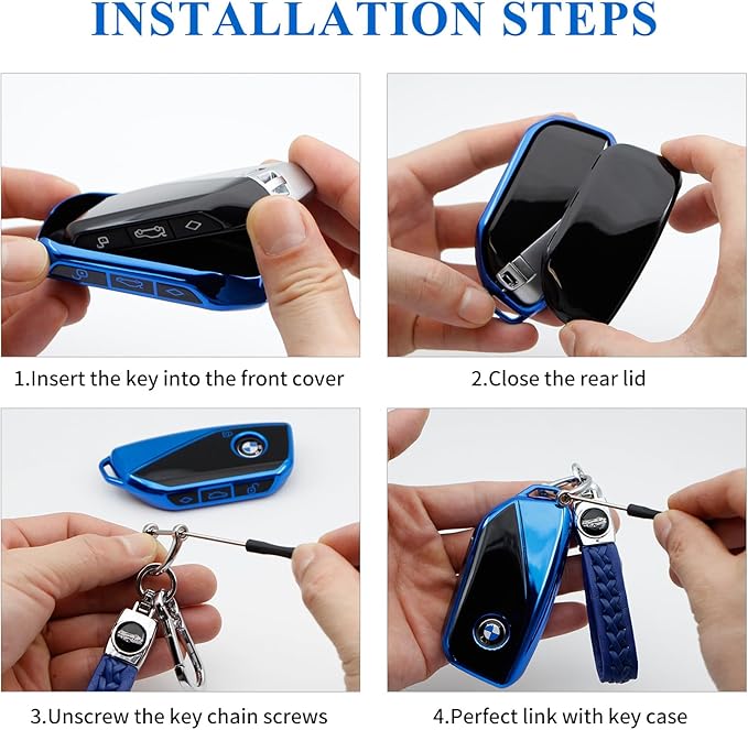 Creativity Advanced soft TPU key Cover Suitable for BMW 2023-2026 New 5 7 Series iX XM IX3 i7 X1 X5 X6 X7 key (Blue Combination)
