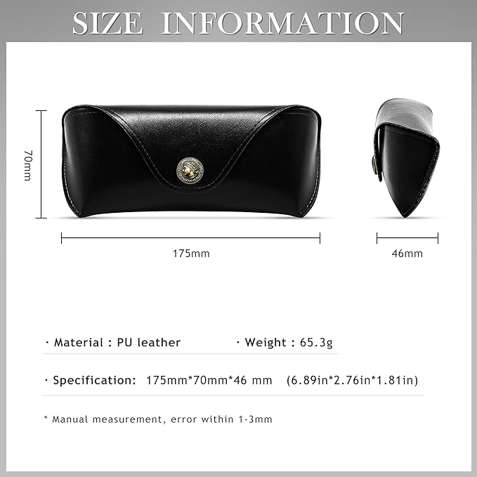 SUNGAIT Vegan Leather Glasses Case Portable Sunglasses Holder Hard Shell Slim Design Travel-Ready