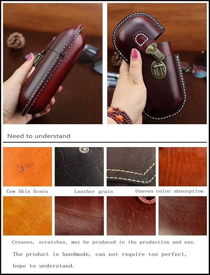 Leather Eyeglass Case Hard Shell Retro Men And Women Sunglasses Nearsighted Glasses Locking clasp Protection Box