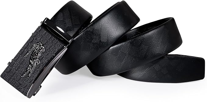 Dubulle Designer Ratchet Belt for Men Leather Fashion Adjustable Automatic Buckle Sliding Removable Dress Casual