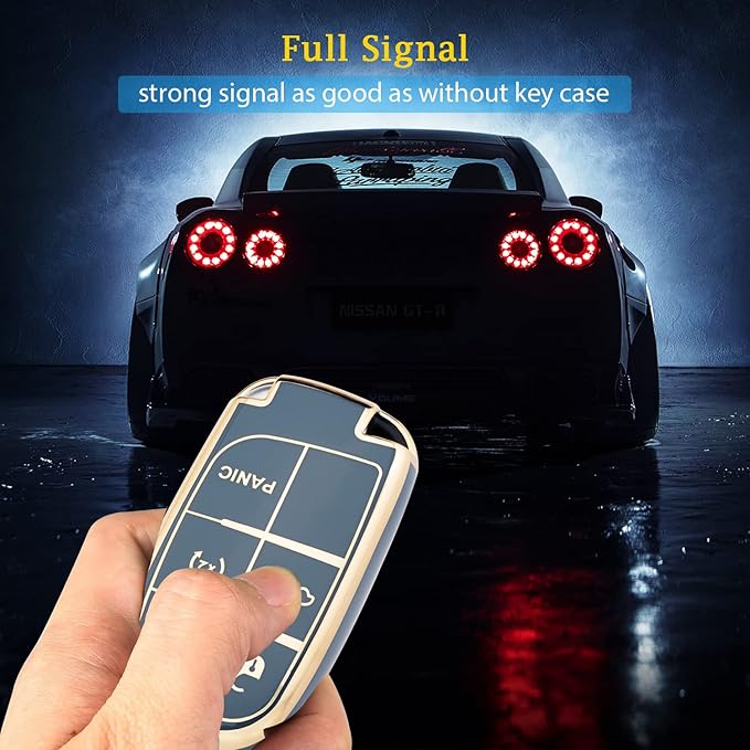 XIYANG TRADE for Jeep Key Fob Cover with Keychain, Soft TPU Key Case Shell Full Protection Suitable for Jeep Grand Cherokee Renegade Compass Durango Charger Dodge Challenger (Blue)