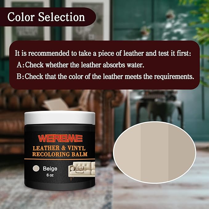 Leather Recoloring Balm & Color Restorer - Multipurpose Dye & Paint for Faded Leather Couches, Car Seats, Shoes | Fix Scratches on Clothing, Furniture & Accessories(Beige)